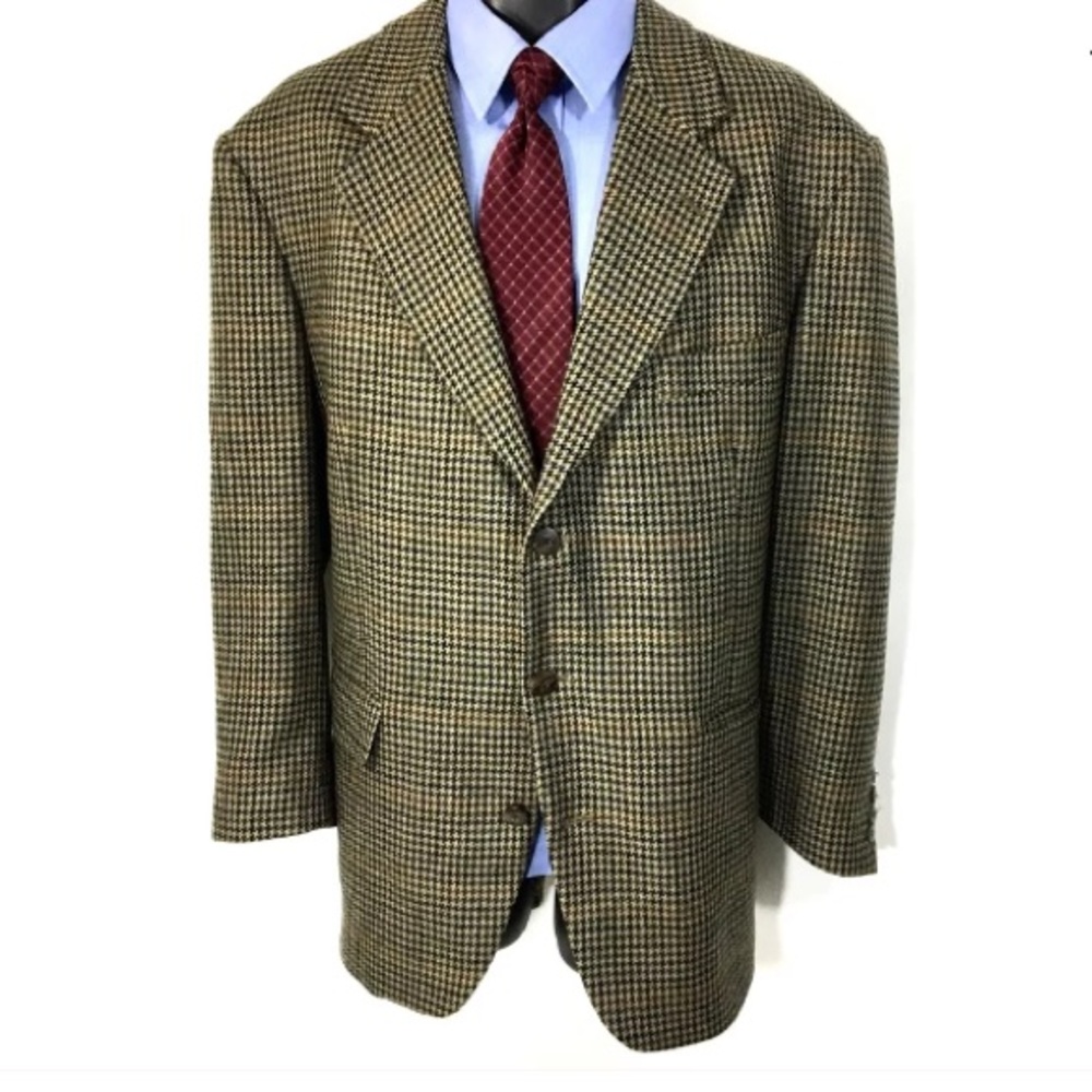 EVAN PICONE Mens Sport Coat 44R Wool Houndstooth